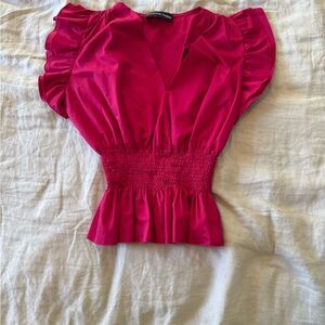Elegant Pink Ruffled Women's Top